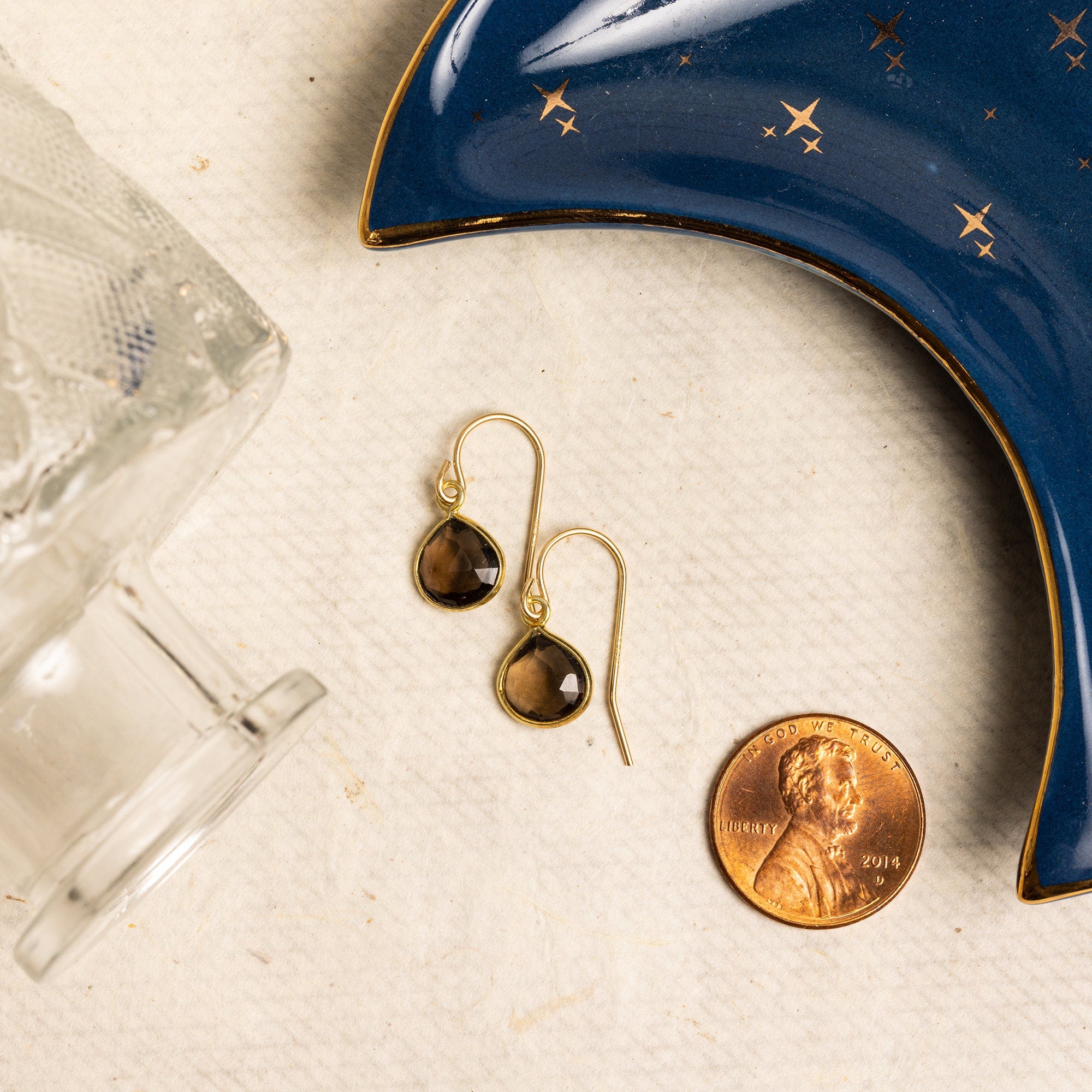 Smokey Quartz Mini Teardrop Gold Earrings Earrings Soul & Little Rose   