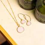 Pink Opal Disc Gold Earrings Necklace Set Necklace and Earrings Set Soul & Little Rose   