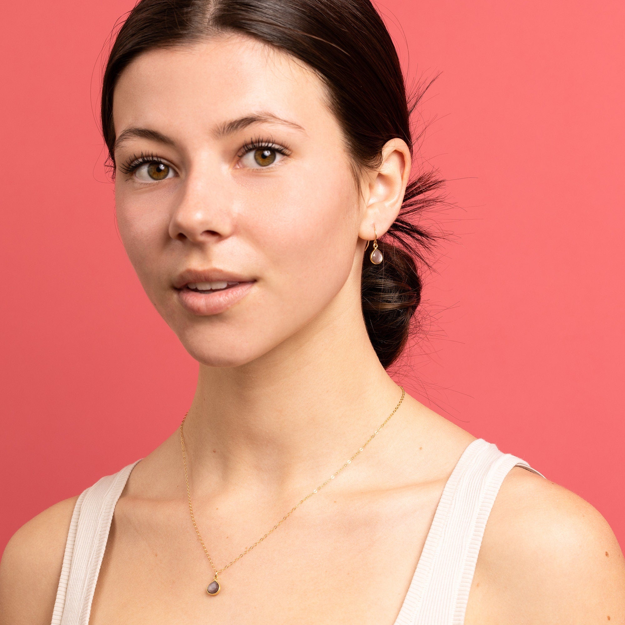 Brown Moonstone Necklace and Drop Earrings Matching Set Necklace and Earrings Set Soul & Little Rose   