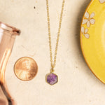 Amethyst Dainty Hexagon Pendant Necklace Necklaces Soul & Little Rose   
