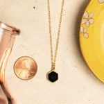 Black Onyx Dainty Hexagon Gold Pendant Necklace Necklaces Soul & Little Rose   