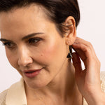 Black Onyx Triangle Gold Drop Earrings Earrings Soul & Little Rose   