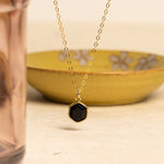 Black Onyx Dainty Hexagon Gold Pendant Necklace Necklaces Soul & Little Rose   