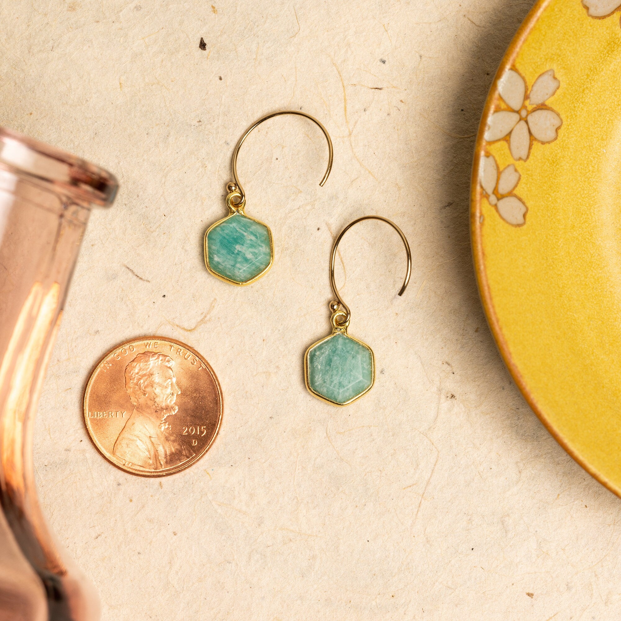 Amazonite Hexagon Drop Earrings Earrings Soul & Little Rose   