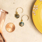 Labradorite Hexagon Drop Gold Earrings Earrings Soul & Little Rose   