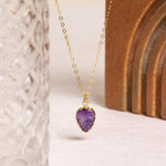 Amethyst Gemstone Leaf Necklace Necklaces Soul & Little Rose   