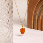 Carnelian Leaf Shape Gold Pendant Necklace Necklaces Soul & Little Rose   