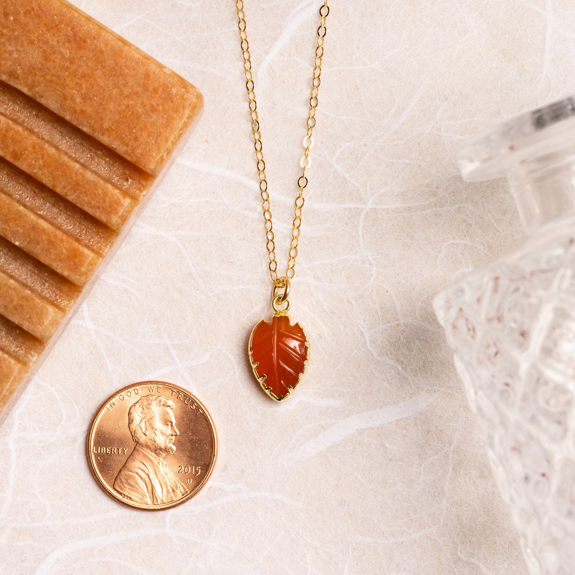 Carnelian Leaf Gemstone Necklace and Earrings Set Necklace and Earrings Set Soul & Little Rose   