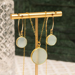 Aqua Chalcedony Disc Necklace and Earrings Set Necklace and Earrings Set Soul & Little Rose   