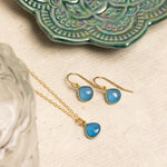 Blue Chalcedony Necklace and Drop Earrings Matching Set Earrings Soul & Little Rose   