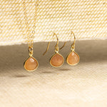 Peach Moonstone Necklace and Drop Earrings Matching Set Necklace and Earrings Set Soul & Little Rose   