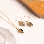 Smokey Quartz Leaf Gemstone Necklace and Earrings Set Necklace and Earrings Set Soul & Little Rose   