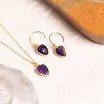 Amethyst Leaf Necklace & Earrings  Set Necklace and Earrings Set Soul & Little Rose   