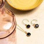 Black Onyx Hexagon Necklace and Earrings Matching Set Necklace and Earrings Set Soul & Little Rose   