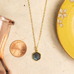 Labradorite Hexagon Gemstone Gold Pendant Necklace Necklaces Soul & Little Rose   