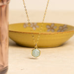 Aquamarine Dainty Hexagon Pendant Necklace Necklaces Soul & Little Rose   