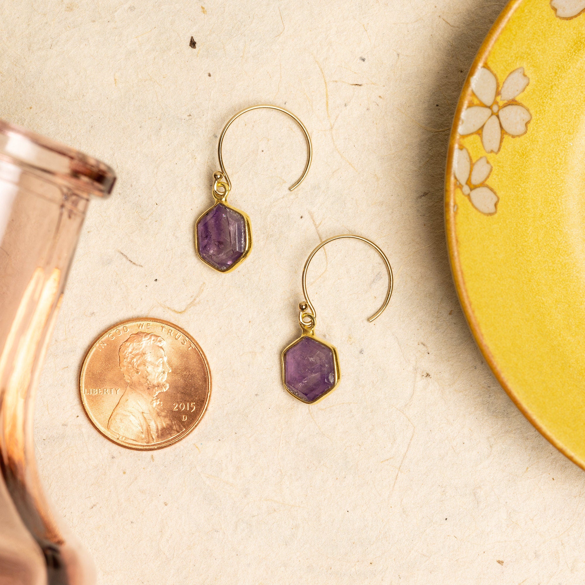 Amethyst Hexagon Drop Earrings Earrings Soul & Little Rose   