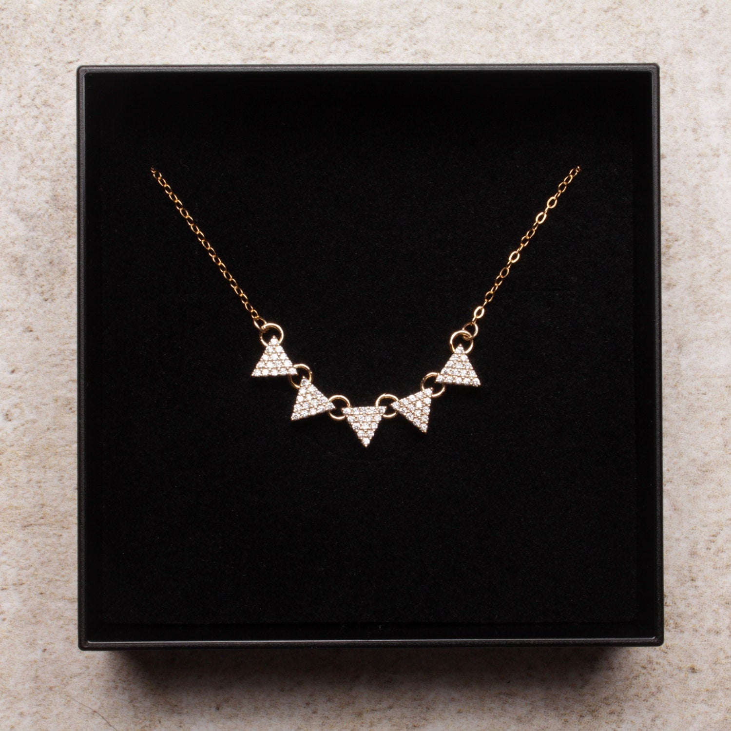 Triangle Pave Gold Necklace Necklaces Soul & Little Rose   